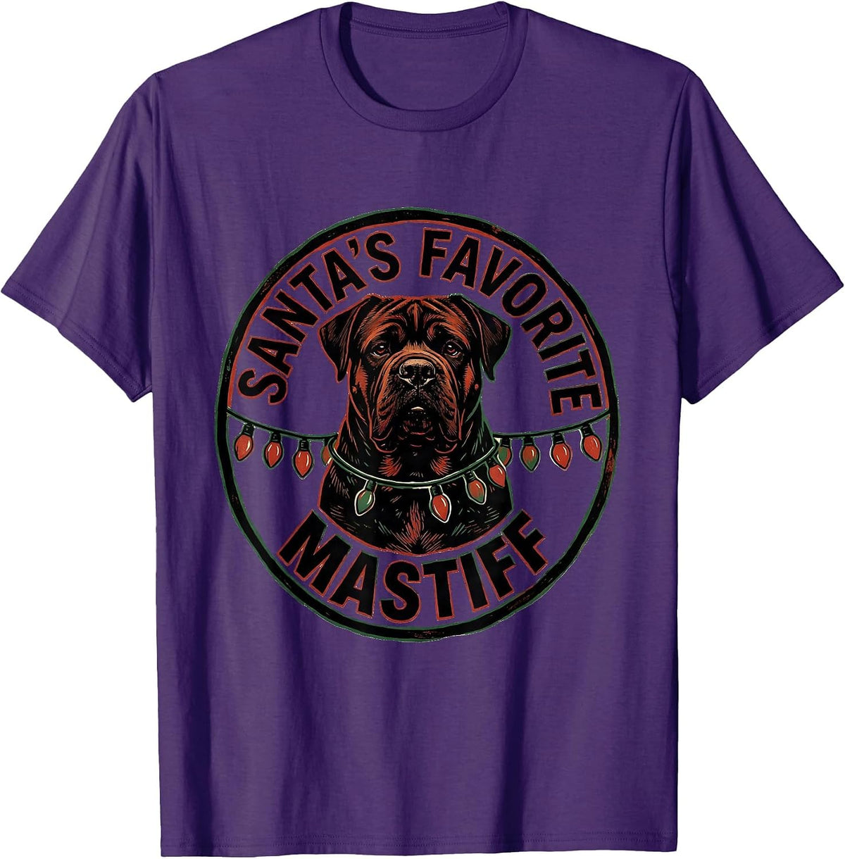 Men's Santa's Favorite Mastiff Christmas Pajama Dog Lover Gift T-Shirt - Purple