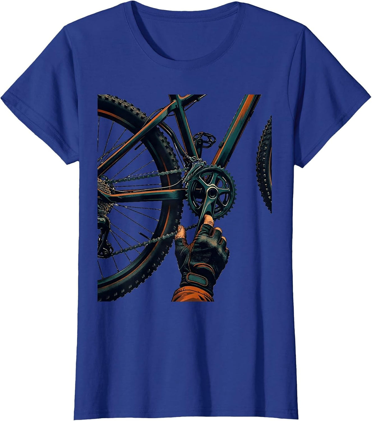 Women's Mountain Bike Drivetrain Humor Cycling Enthusiast Gift T-Shirt - Royal Blue