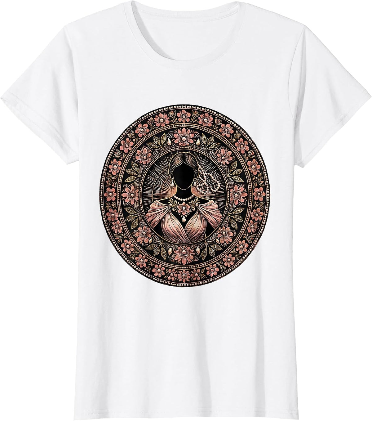Gigi Glamorous Pearl and Silk Illustration T-Shirt - White