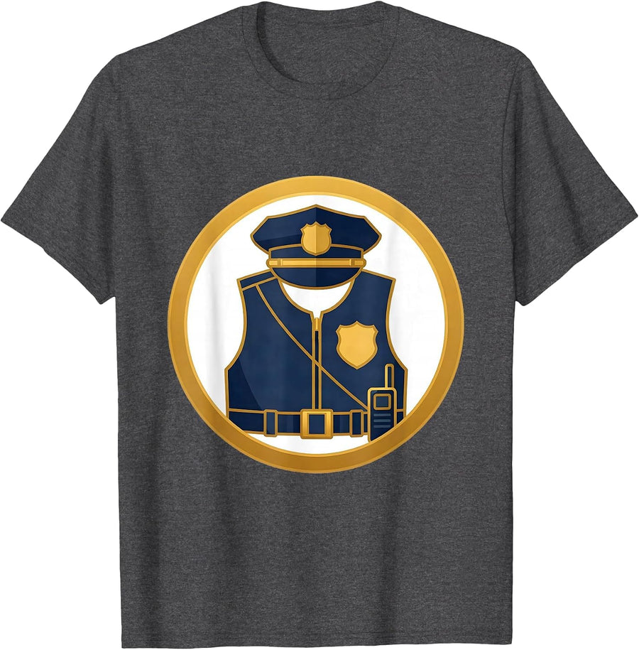 Men's Police Patrol Cap Badge Costume Halloween Officer T-Shirt - Dark Heather Grey