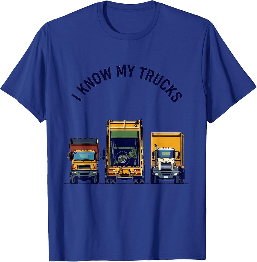 I Know My Trucks Funny Kids Truck Lover Toddler Boy Gift T-Shirt - Royal Blue
