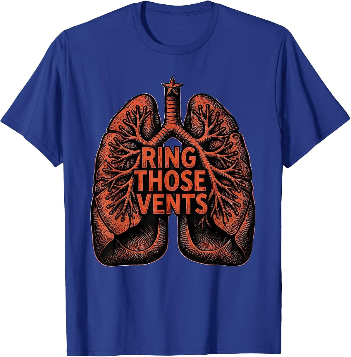 Ring Those Vents Woodcut Engraving Respiratory Therapist T-Shirt - Royal Blue