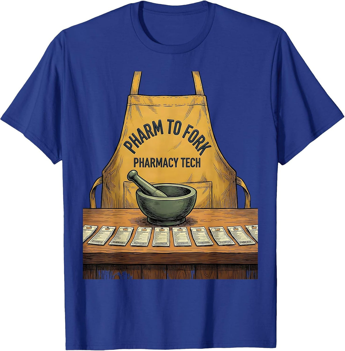 Pharm To Fork Pharmacy Tech Funny Pharmacist Crew Gift T-Shirt - Royal Blue