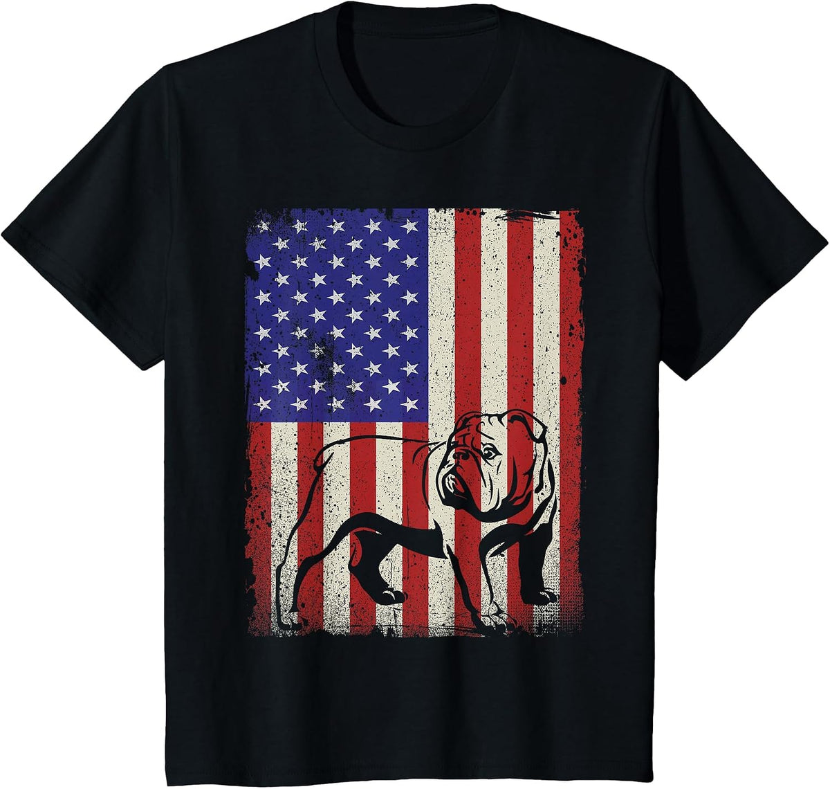 American Flag Best English Bulldog Dad Ever Tee Dog Dad T-Shirt - Black