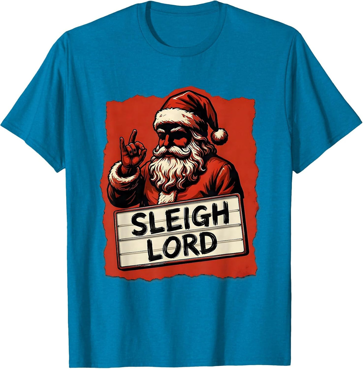 Sleigh Lord Sign Painter Heavy Metal Rock Christmas Humor T-Shirt - Sapphire Blue