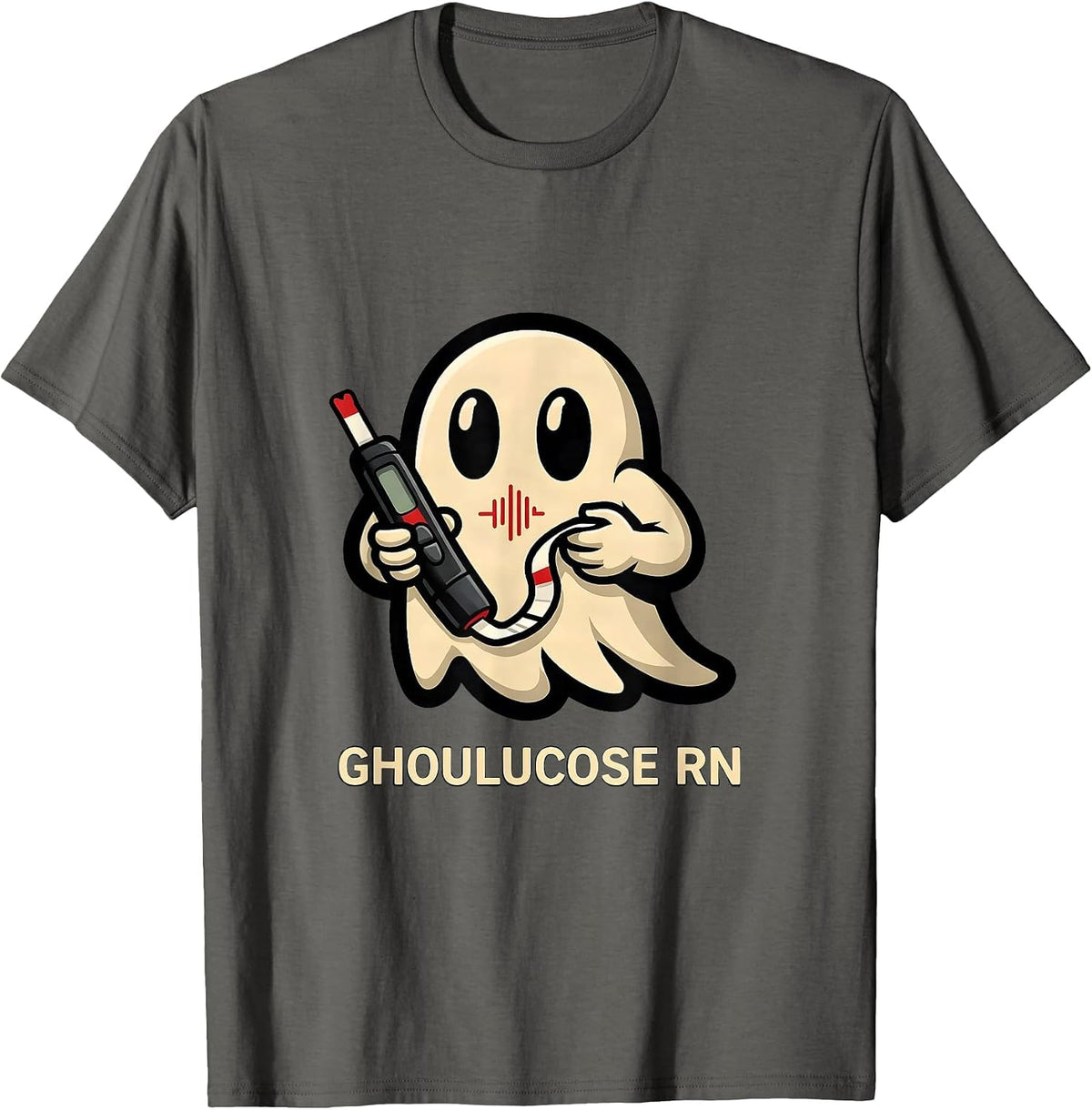 Ghoulucose RN Funny Halloween Nurse Medical Humor T-Shirt - Asphalt Grey