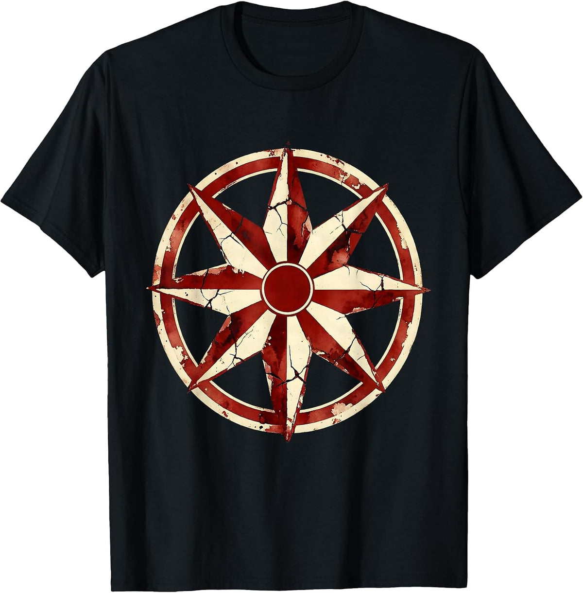 Men's Red White and Blue Fireworks Over Ocean Waves T-Shirt - Black