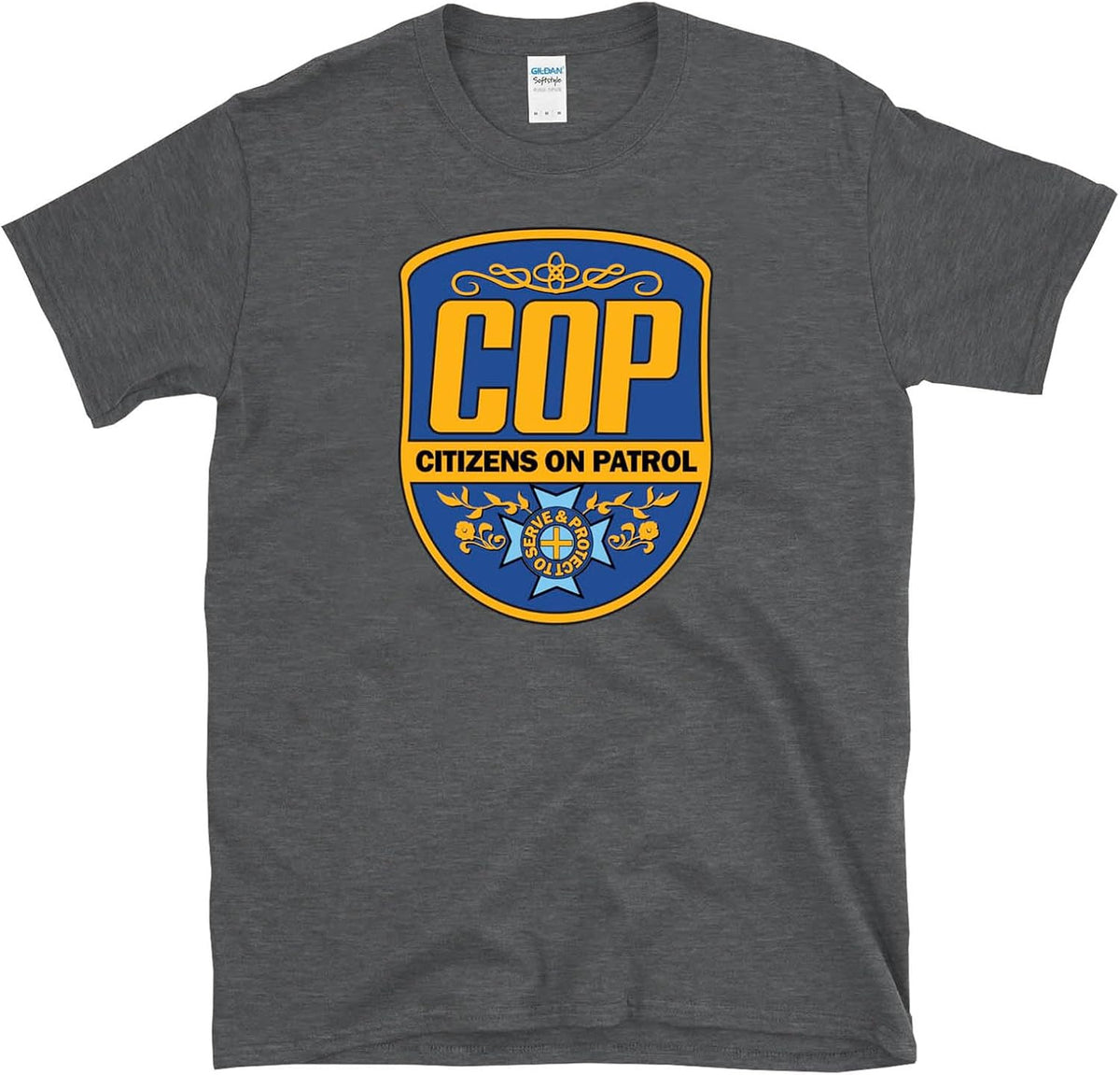 COP - Citizens On Patrol - Classic Logo Police Parody Cosplay T-Shirt - Dark Heather