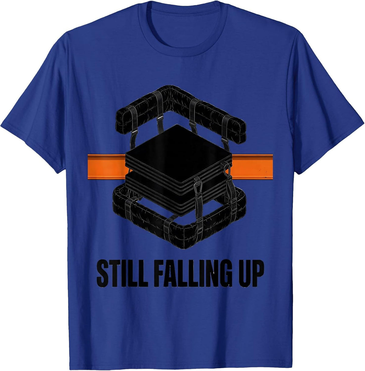 Still Falling Up Brutalist Graphic Rock Climbing Bouldering T-Shirt - Royal Blue