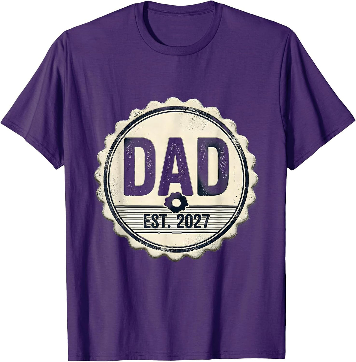 Men's Dad Est. 2027 Rubber Stamp First Time Dad New Parent T-Shirt - Purple