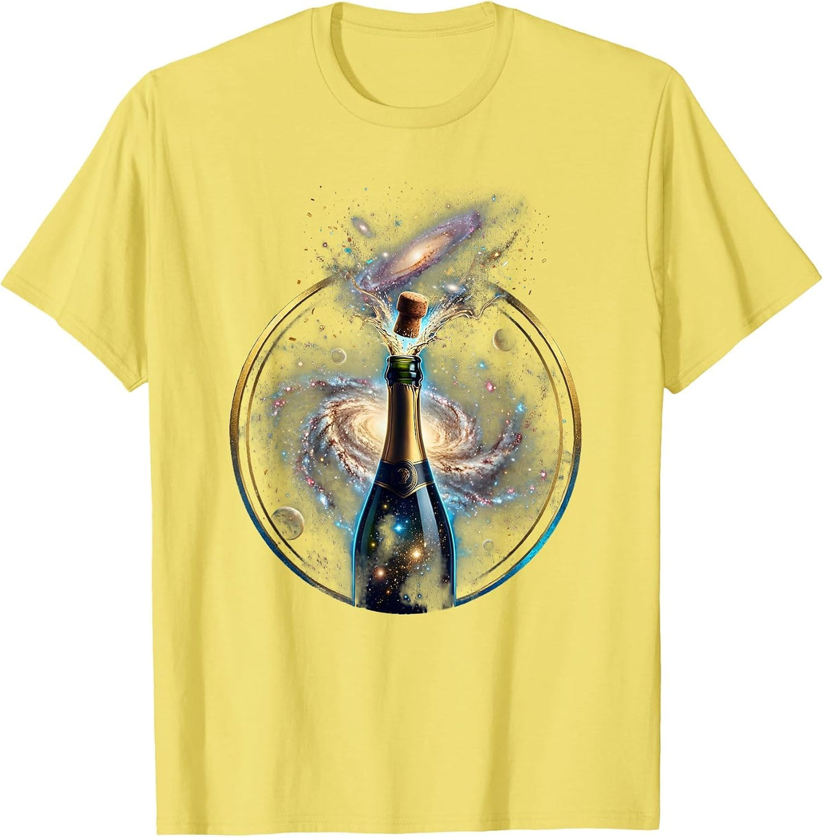 Men's Champagne Burst Birthday Confetti Celebration T-Shirt - Lemon Yellow