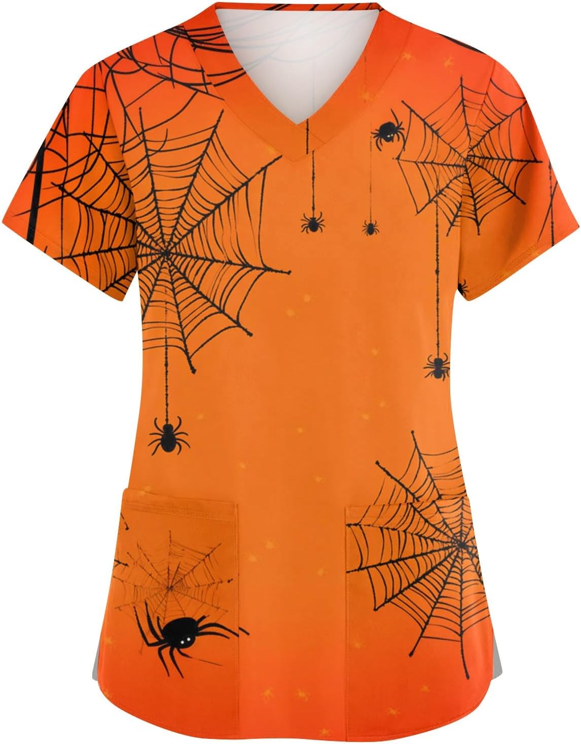 Scrubs for Women V Neck Short Sleeve Scrub Tops Stretch Trendy Color Block Medical Nursing Shirts with Pockets S-5XL -