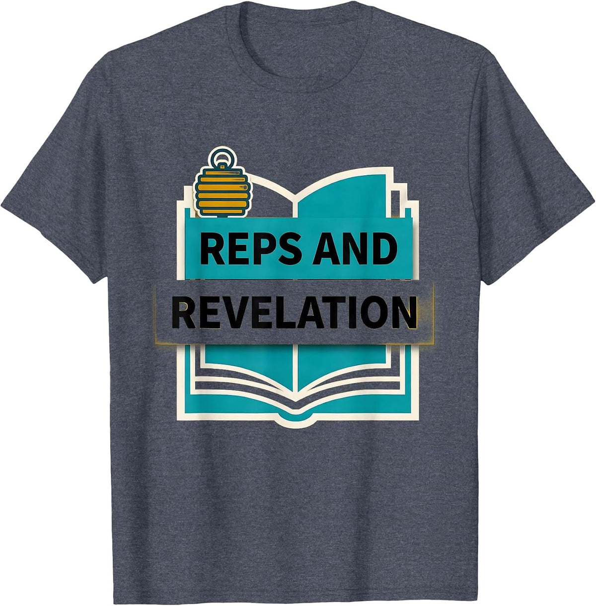 Reps And Revelation Midcentury Modern Christian Gym Faith T-Shirt - Heather Blue