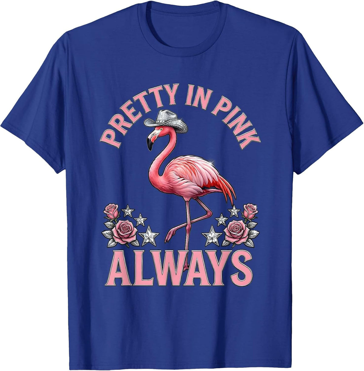 Men's Pretty in Pink Always Flamingo Design T-Shirt - Royal Blue