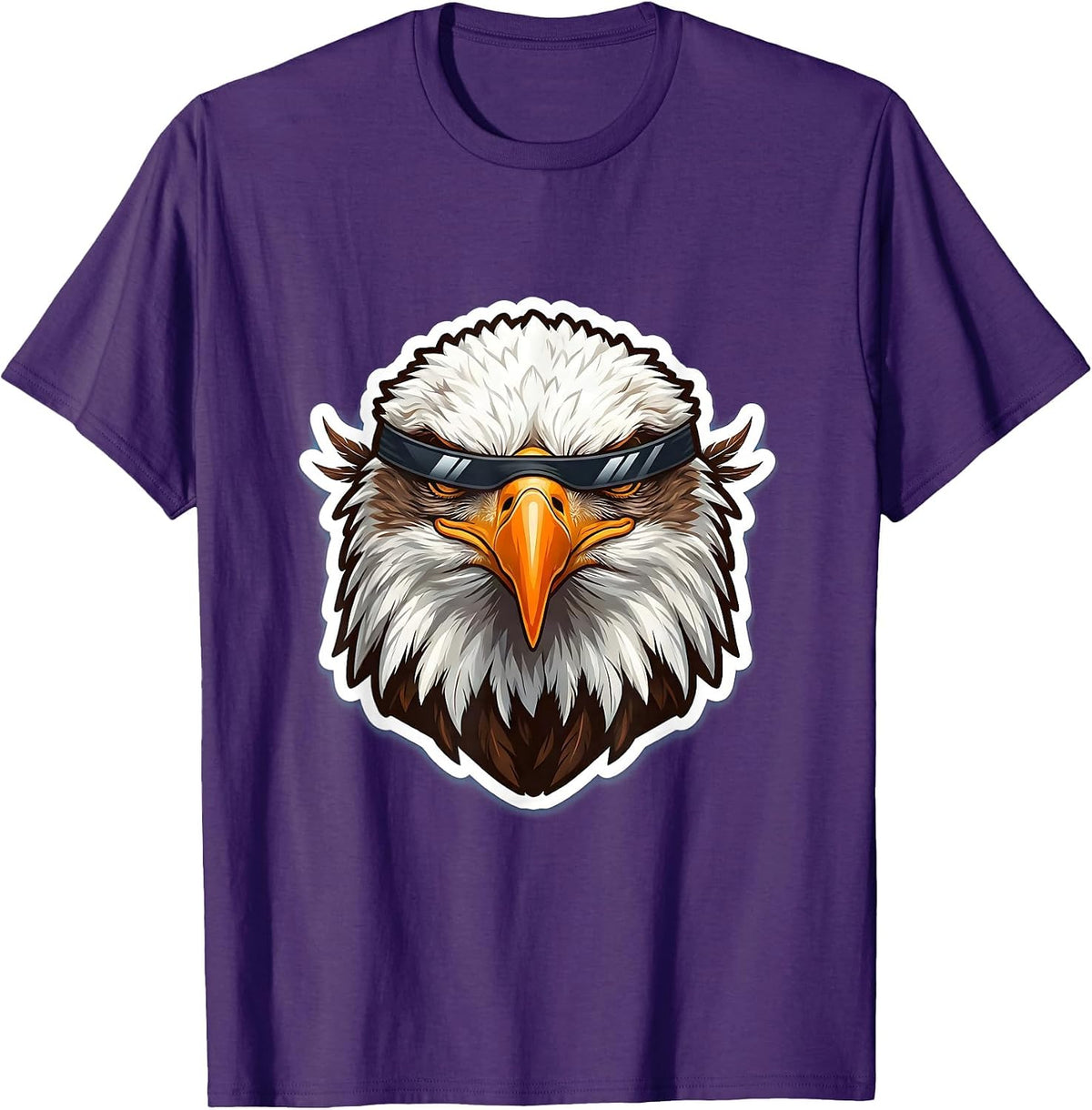 Men's Bald Eagle Sunglasses Funny Eagle Lover Mascot T-Shirt - Purple