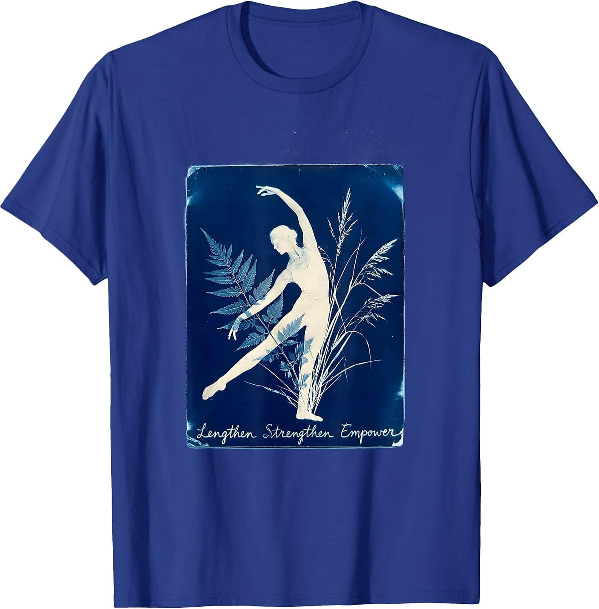 Lengthen Strengthen Empower Pilates Design T-Shirt - Royal Blue