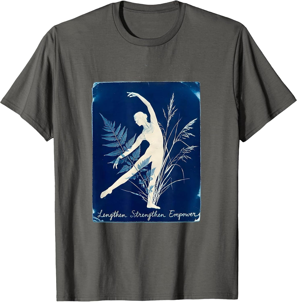 Lengthen Strengthen Empower Pilates Design T-Shirt - Asphalt Grey