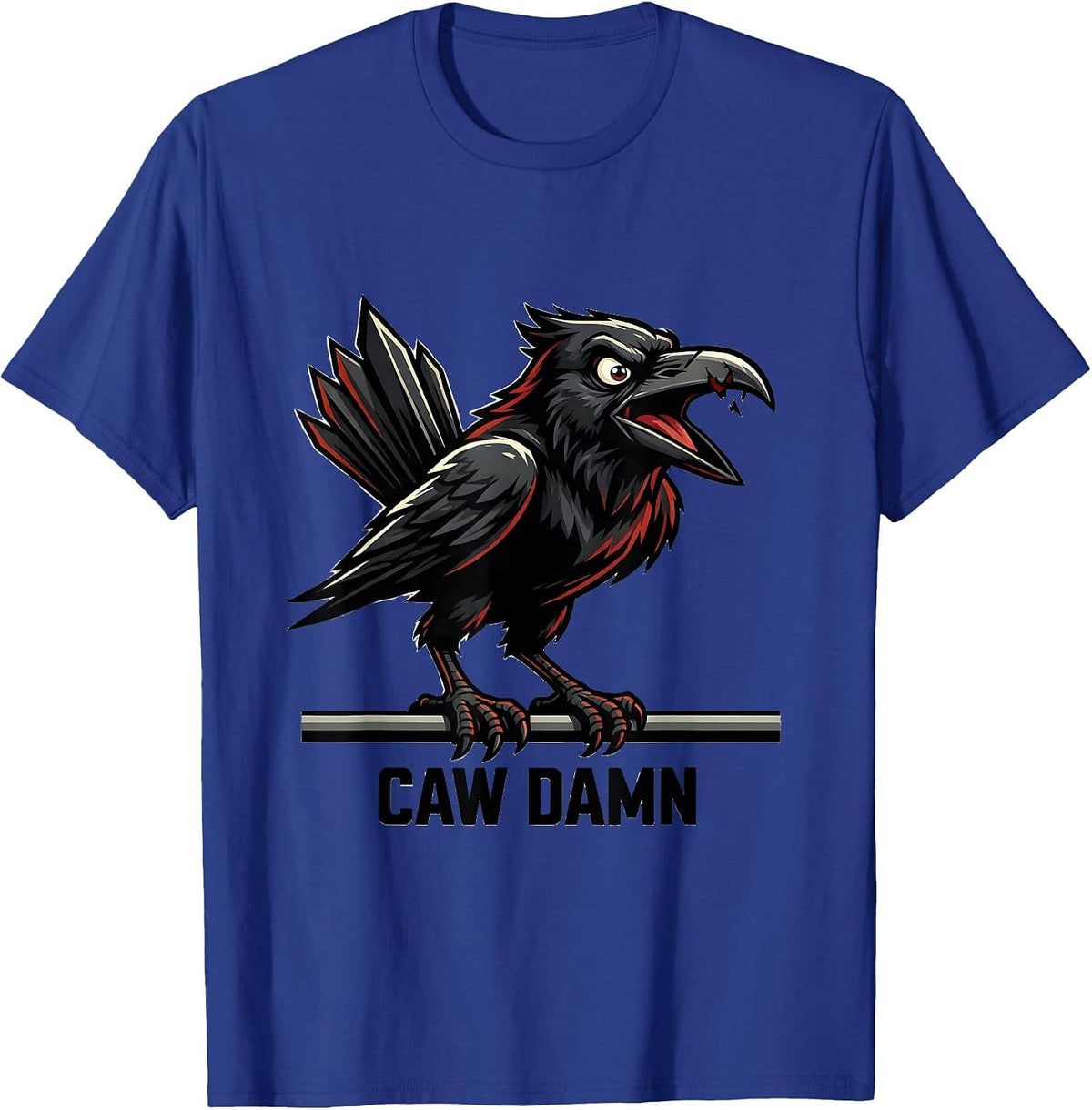 Caw Damn Funny Crow Dark Humor Gothic Halloween Unisex T-Shirt - Royal Blue