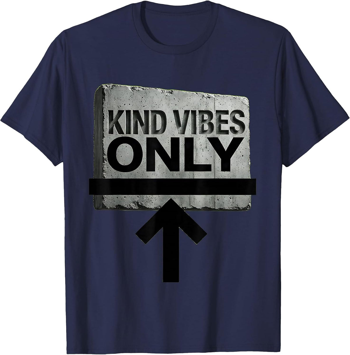 Kind Vibes Only Positive Energy Design T-Shirt - Navy Blue