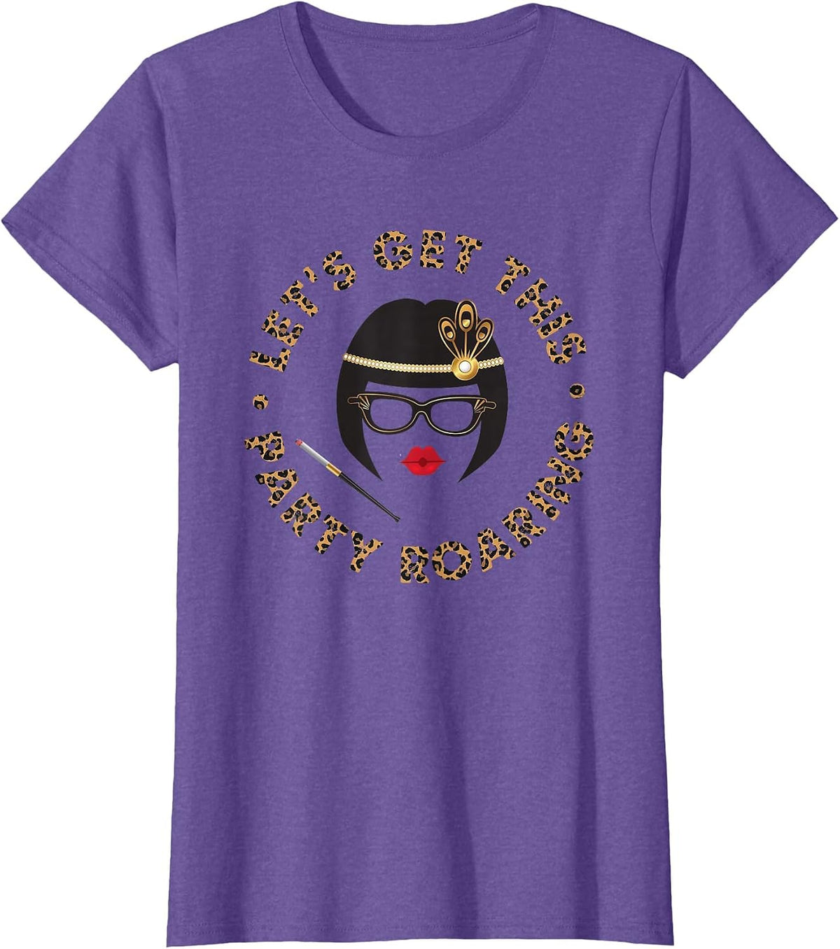Roaring 20s Hats Costume Mom 2020s Leopard Art Deco Party T-Shirt - Purple Heather