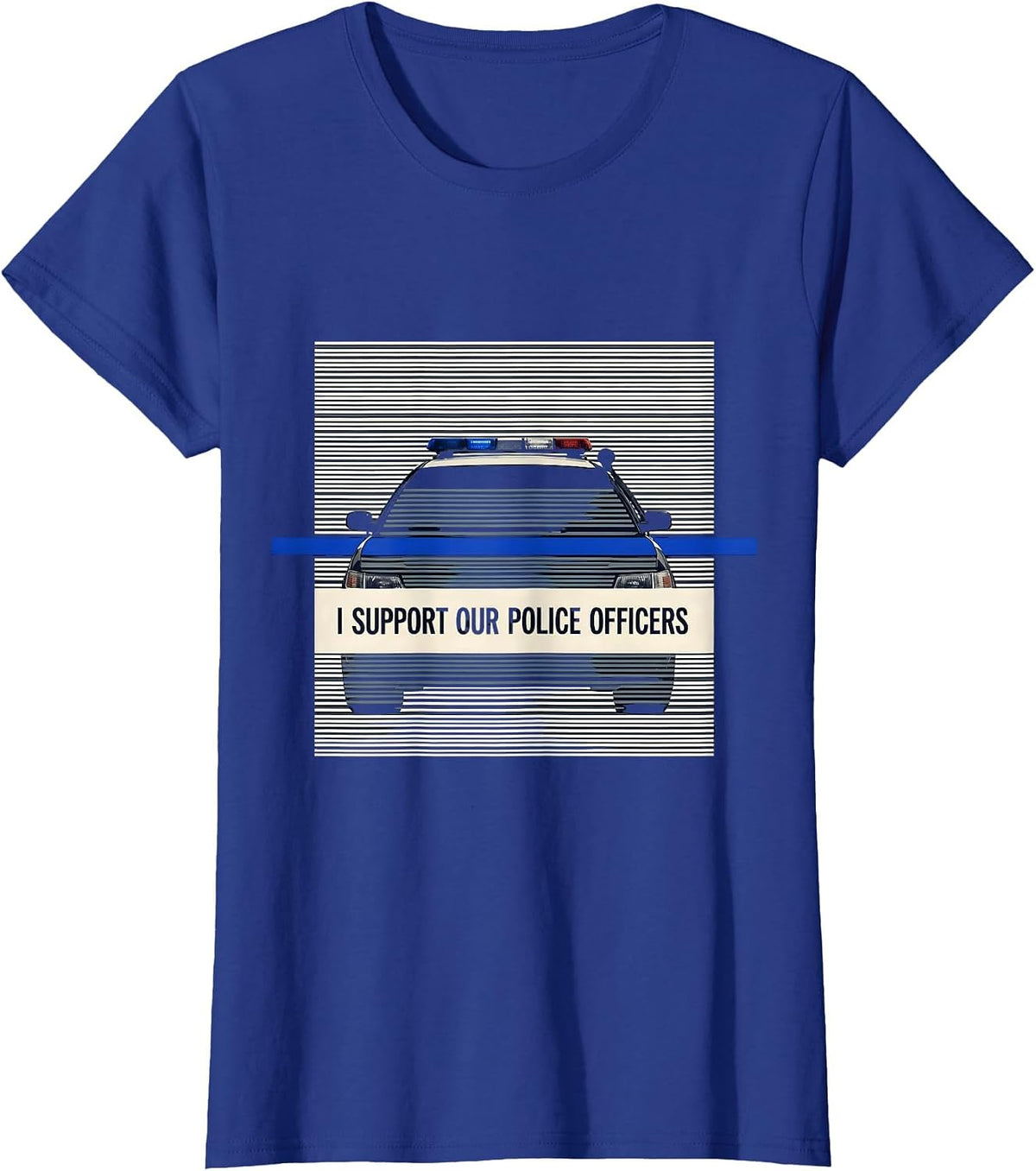 Women's I Support Our Police Officers Thin Blue Line Back the Blue T-Shirt - Royal Blue