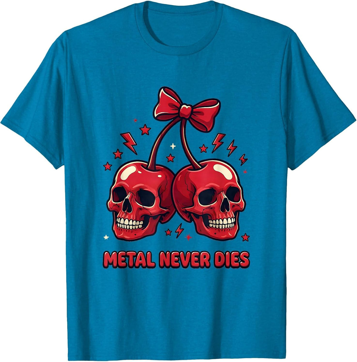 Metal Never Dies Heavy Metal Music Design T-Shirt - Sapphire Blue