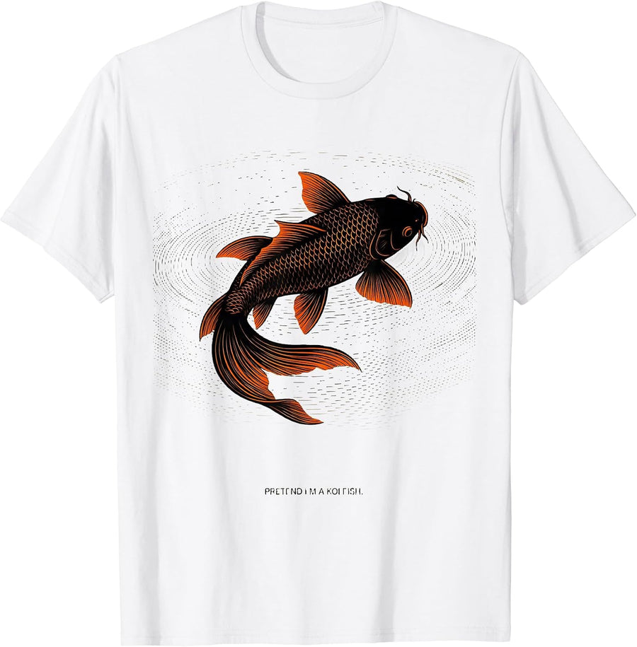 Men's Pretend I'm A Koi Fish Silhouette Deadpan Humor Halloween T-Shirt - White