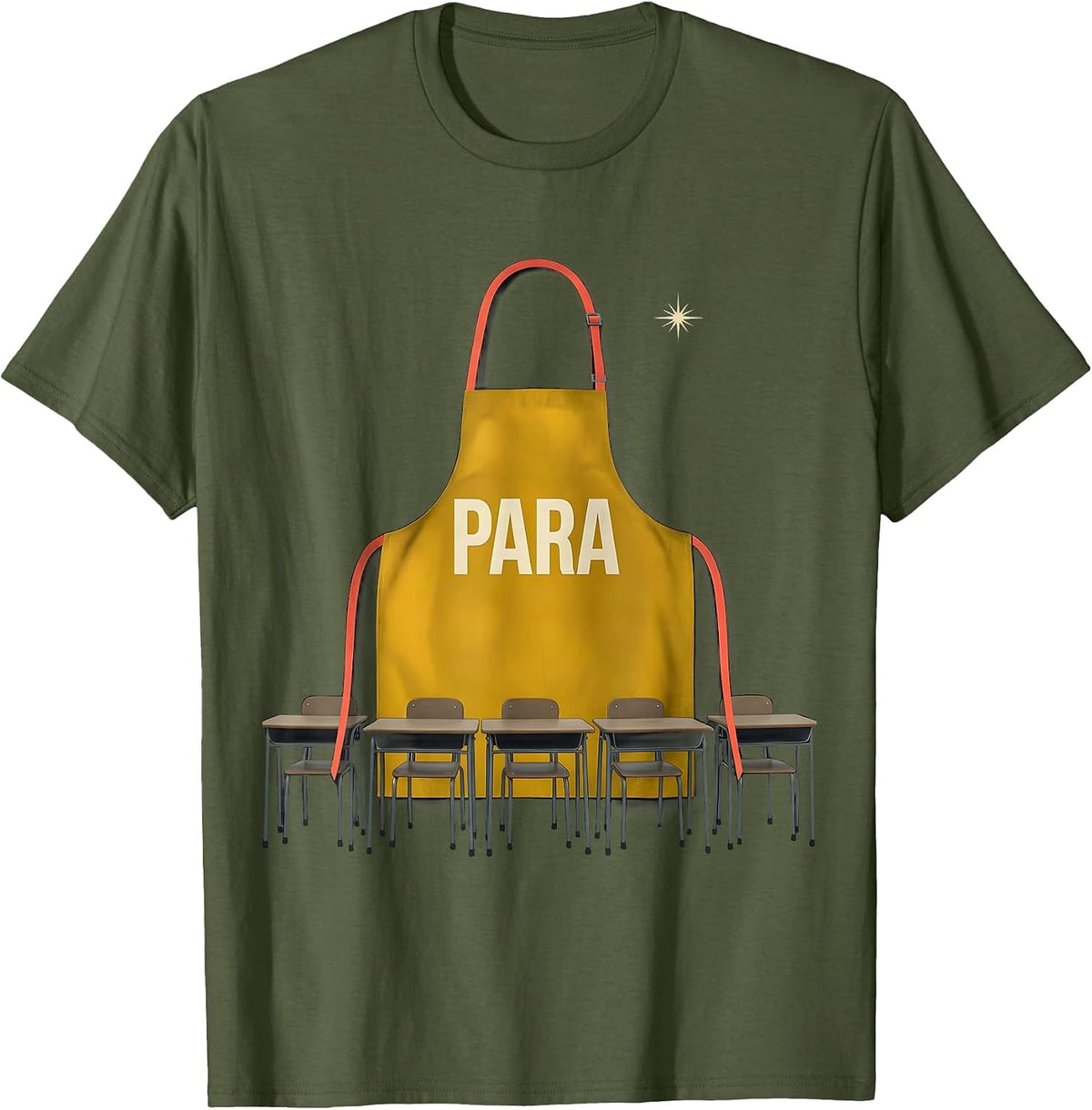 Para Midcentury Modern School Aide Appreciation Gift T-Shirt - Olive Green