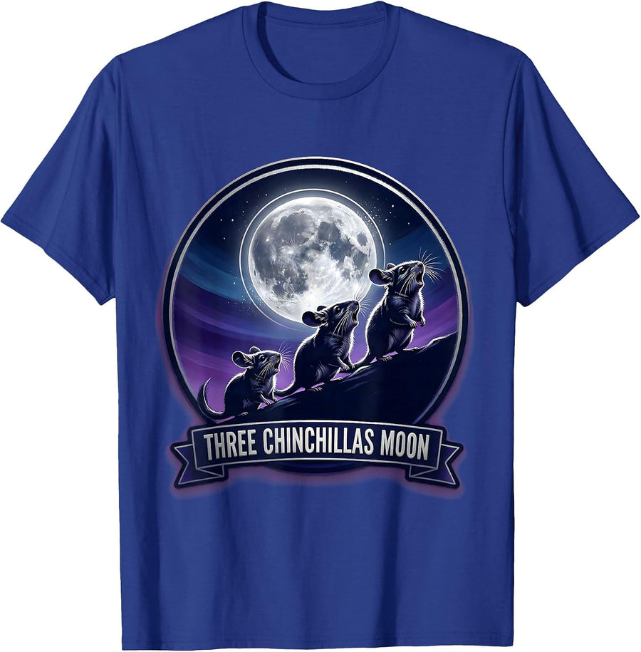Three Chinchillas Moon Funny Chinchilla Lover Meme Parody T-Shirt - Royal Blue