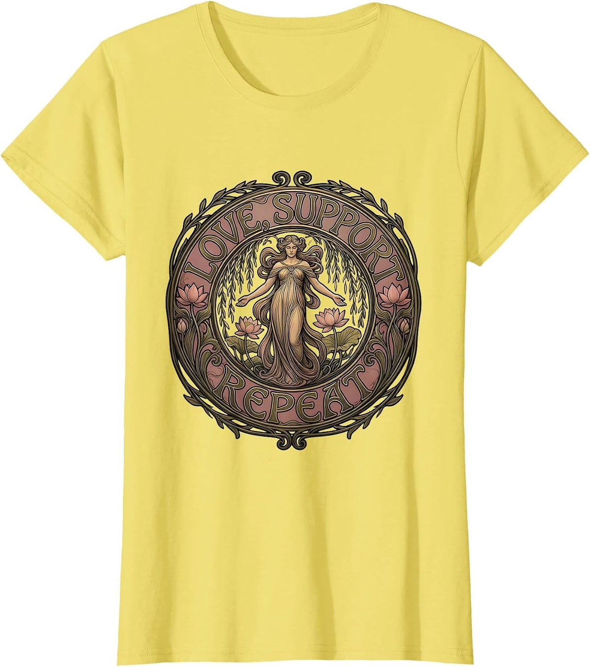 Love Support Repeat Paraprofessional Design T-Shirt - Lemon Yellow