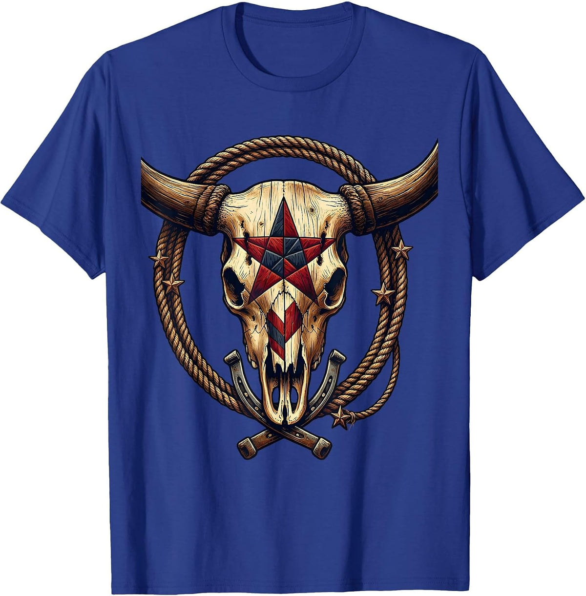 Men's God Bless America Barn Quilt Rustic Farmhouse Design T-Shirt - Royal Blue
