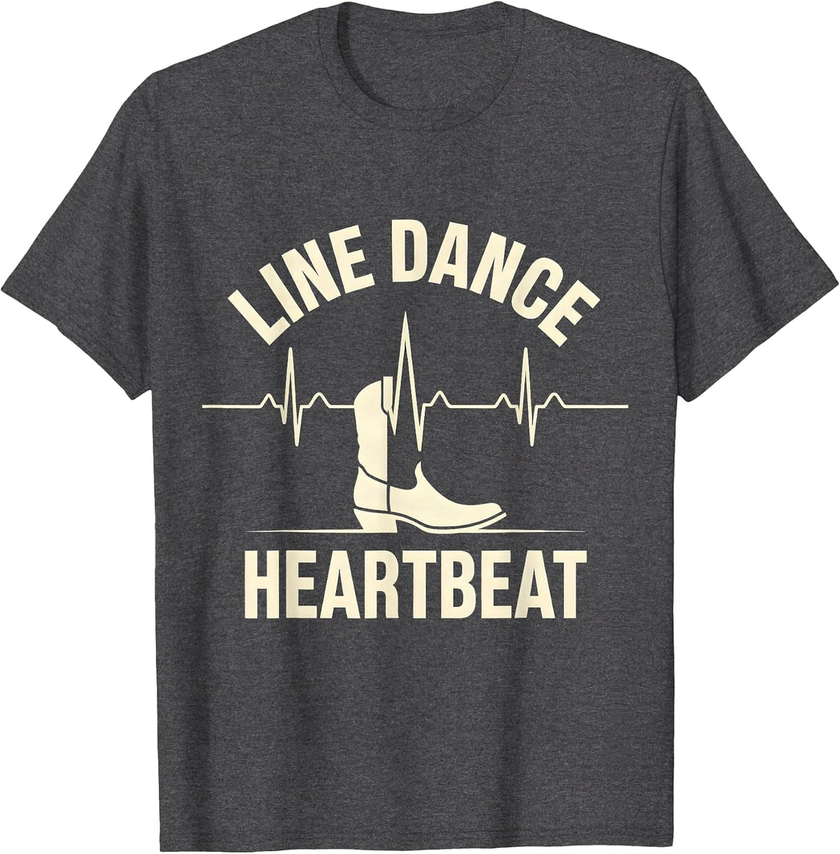 Men's Line Dance Heartbeat EKG Pulse Line Dancing Hobby Pride T-Shirt - Dark Heather Grey