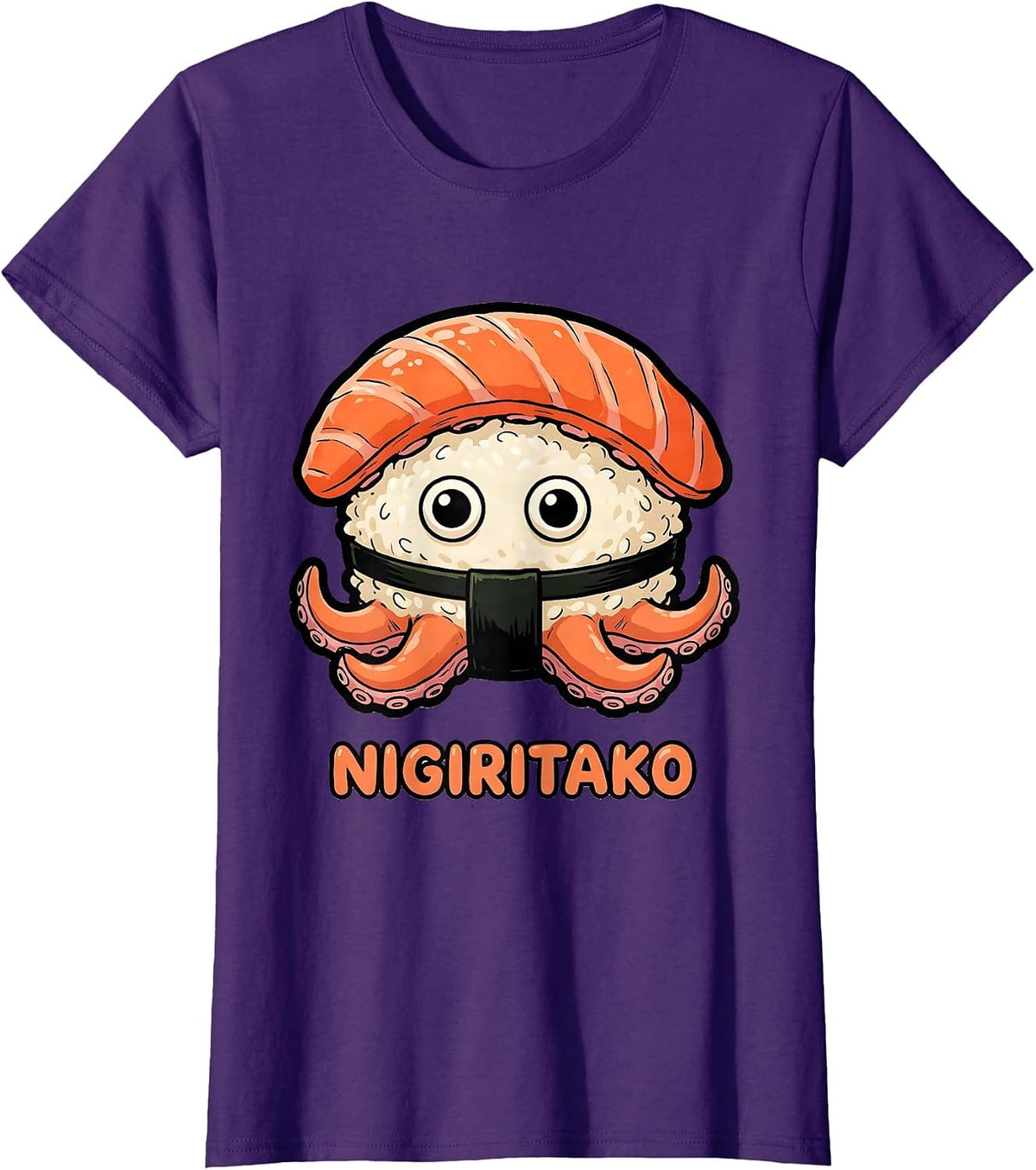Women's Nigiritako Cute Octopus Sushi Lover Kawaii Food Pun T-Shirt - Purple