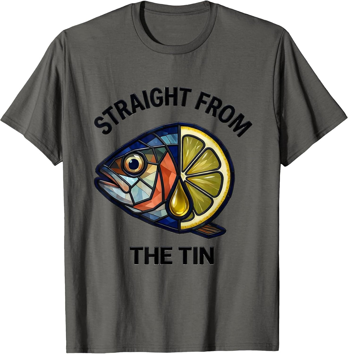 Straight From The Tin Stained Glass Mosaic Coastal Vintage T-Shirt - Asphalt Grey