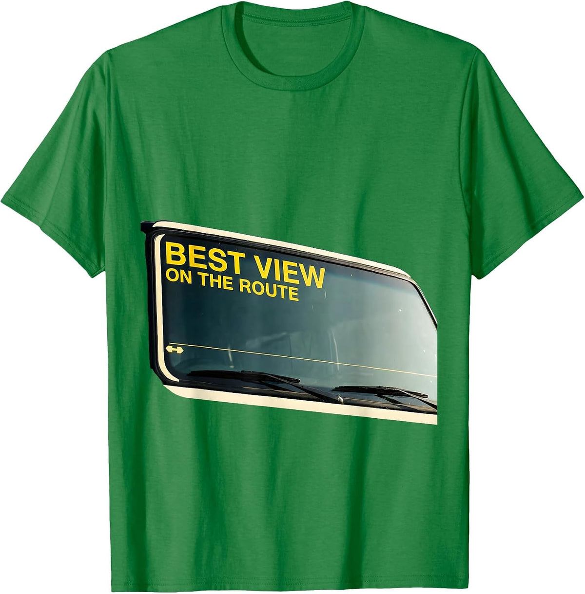 Men's Best View On The Route Funny School Bus Driver Workplace T-Shirt - Kelly Green