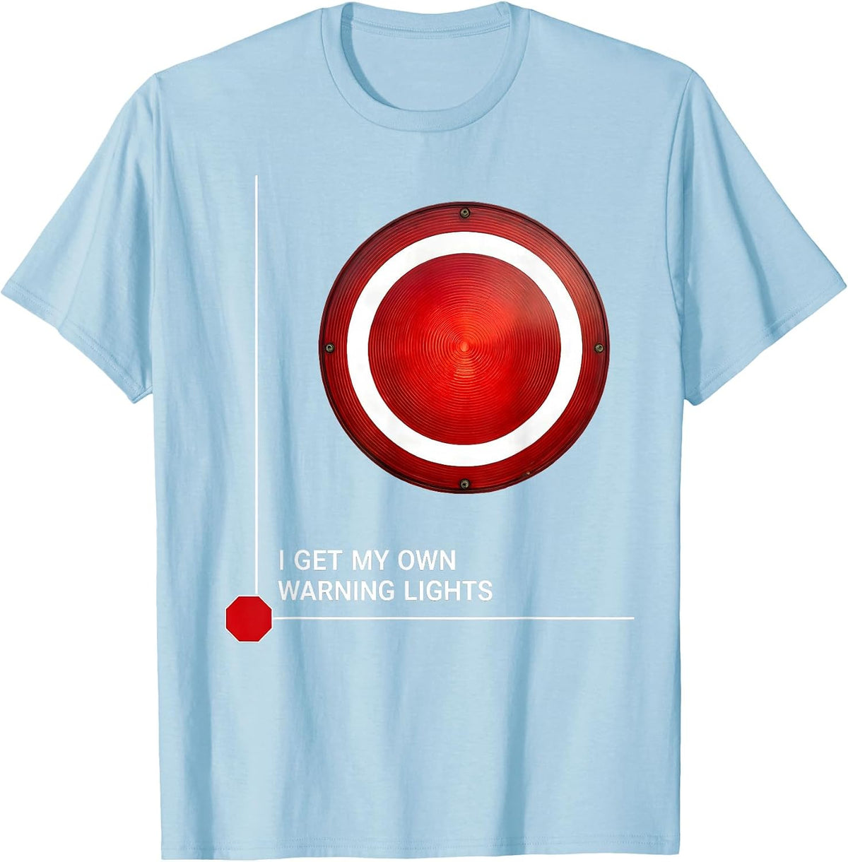 Men's I Get My Own Warning Lights Funny School Bus Driver T-Shirt - Baby Blue