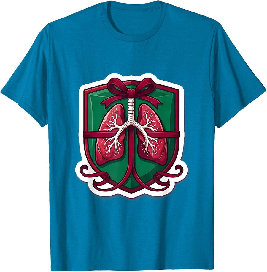 Christmas Lung Gift Respiratory Therapist Holiday Humor T-Shirt - Sapphire Blue