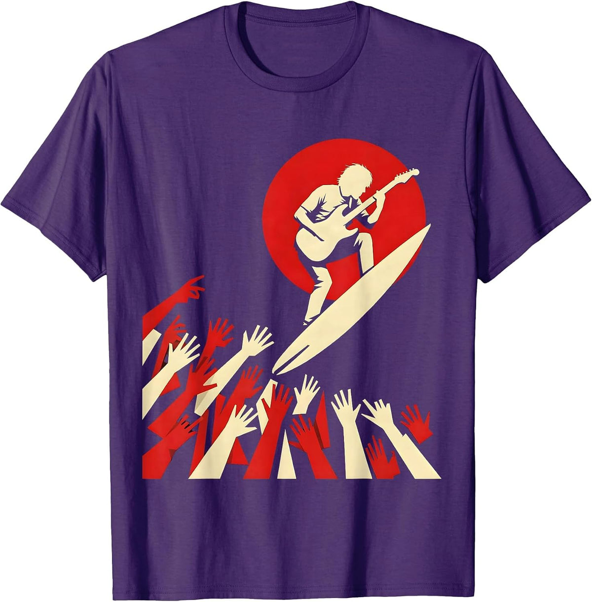 Crowd Surfer Band Graphic Music Fan Design T-Shirt - Purple