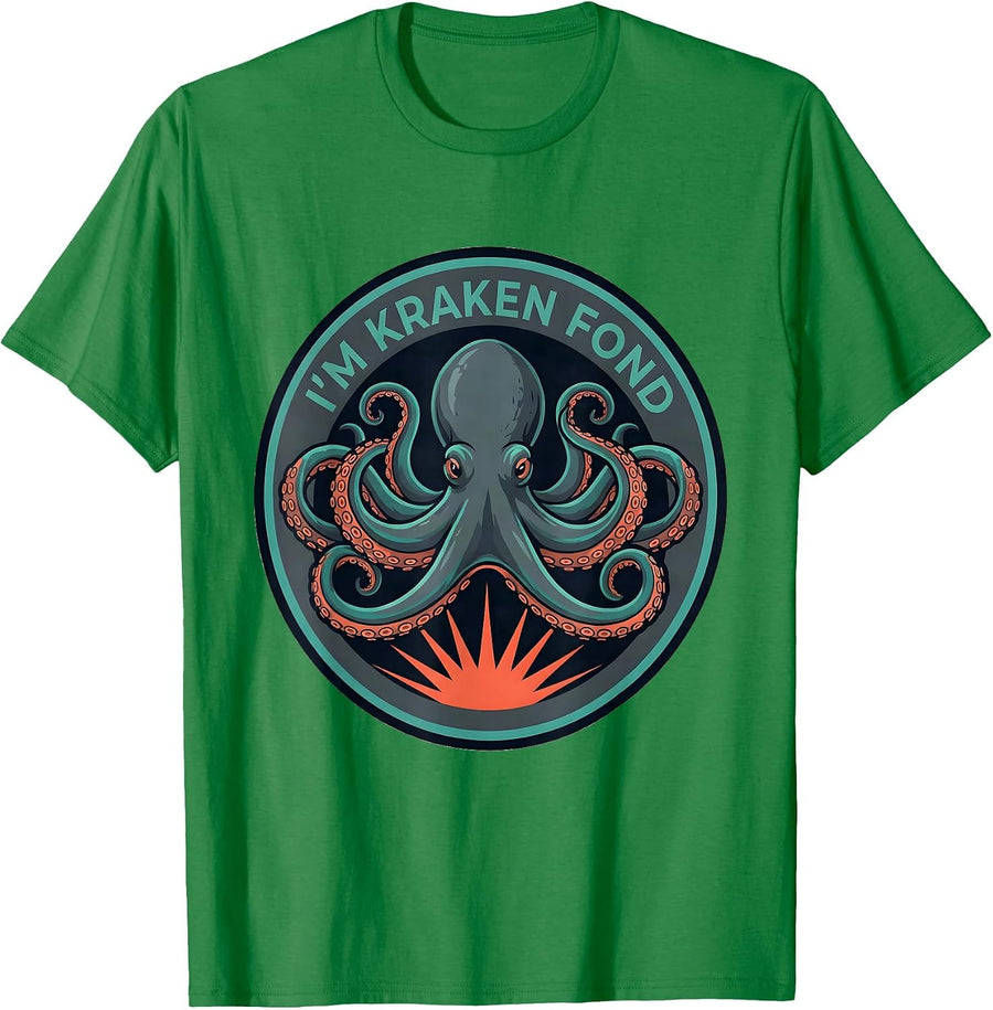Men's I'm Kraken Fond Funny Octopus Lover Vintage Sea Monster T-Shirt - Kelly Green