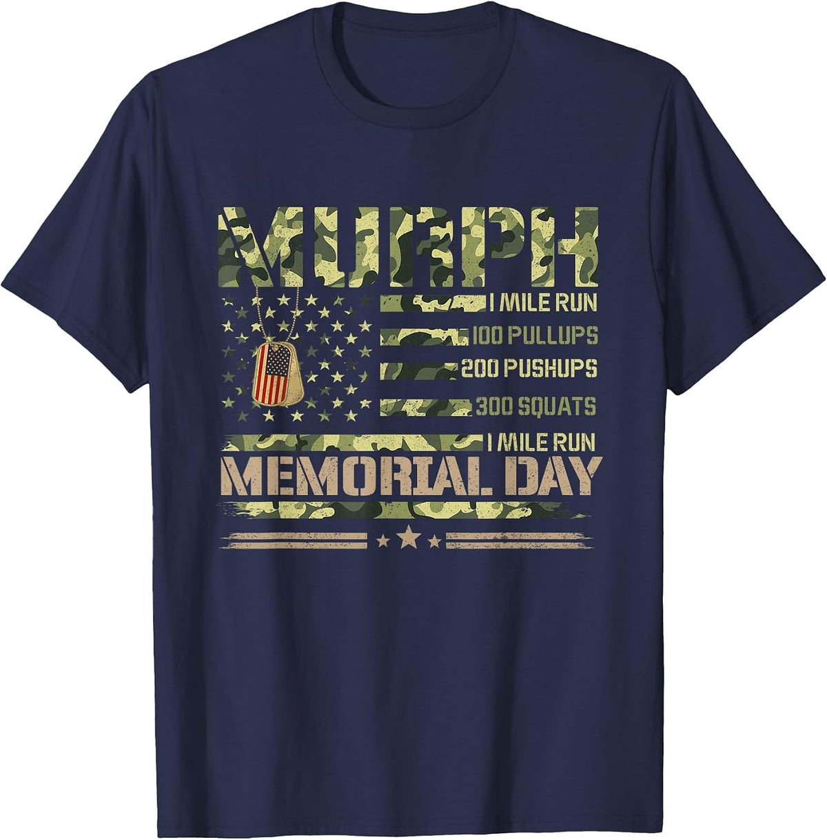 Murph Memorial Day for Weightlifters and Bodybuilder T-Shirt - Navy Blue