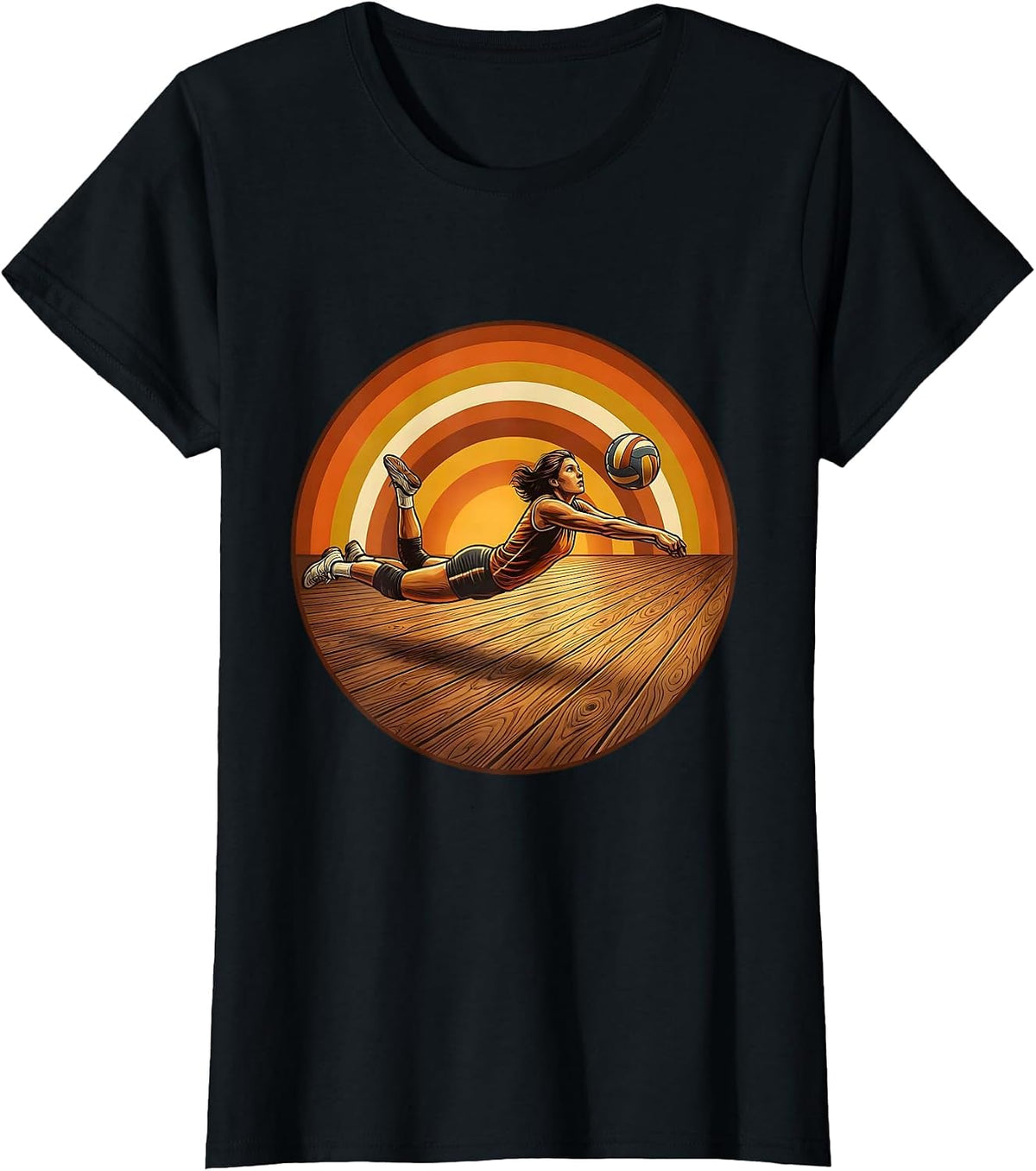 Volleyball Libero Diving Save Graphic Tee T-Shirt - Black