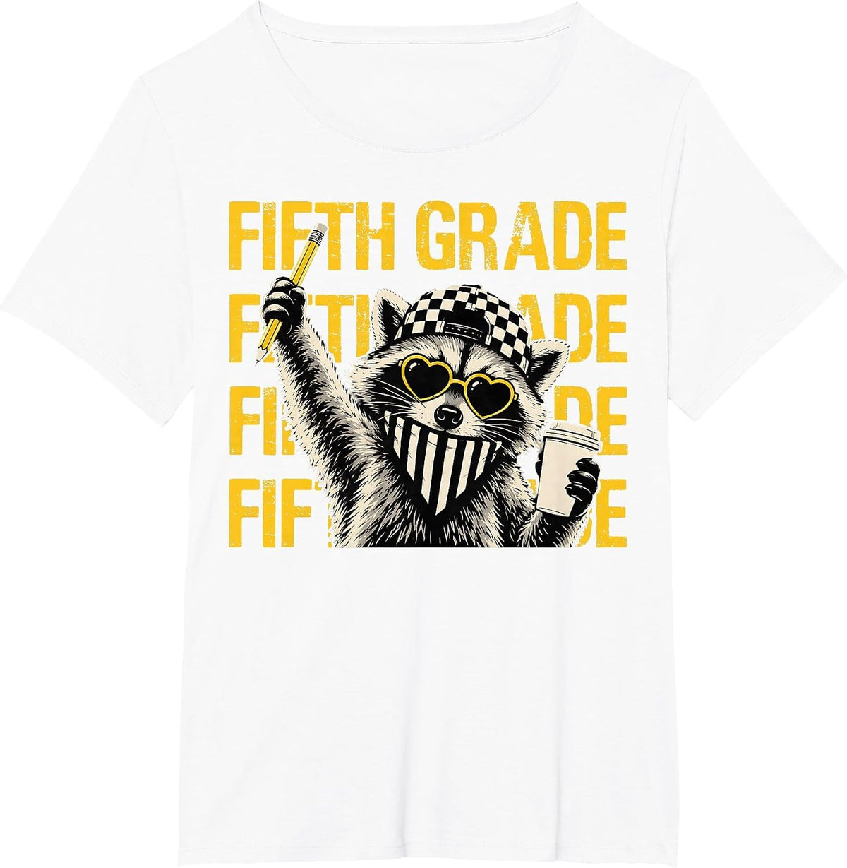 Funny Fifth Grade Teacher Feral Raccoon Back to School T-Shirt - White