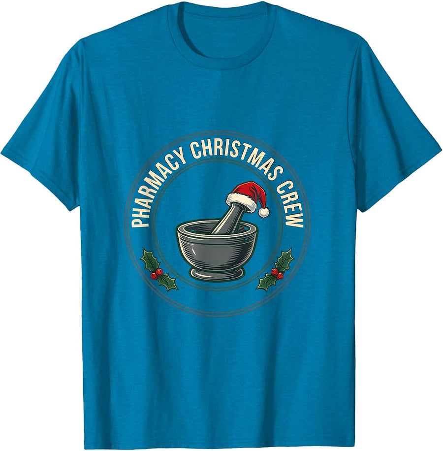Pharmacy Christmas Crew Funny Pharmacist Tech Holiday Squad T-Shirt - Sapphire Blue