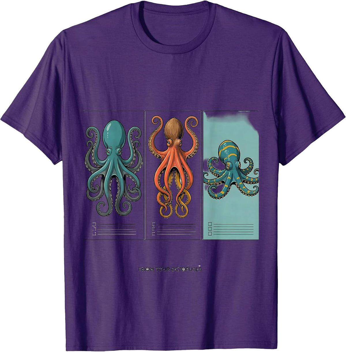 Know Your Octopuses Midcentury Modern Ocean Wildlife Humor T-Shirt - Purple