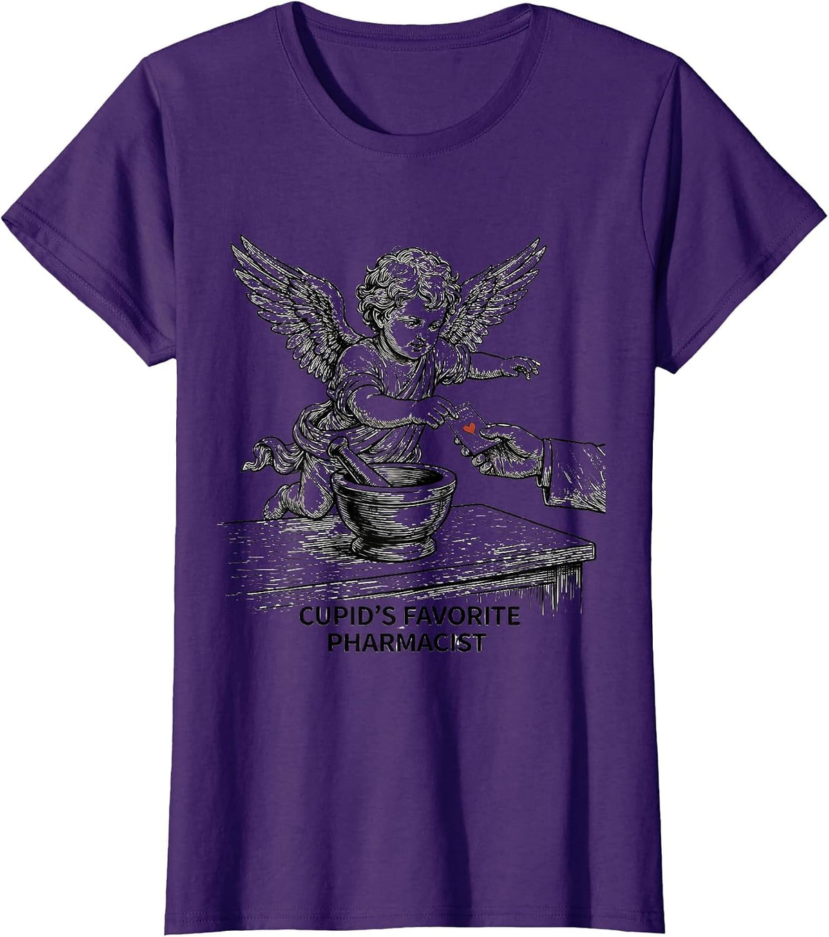 Women's Cupid's Favorite Pharmacist Funny Valentine Pharmacist Gift T-Shirt - Purple