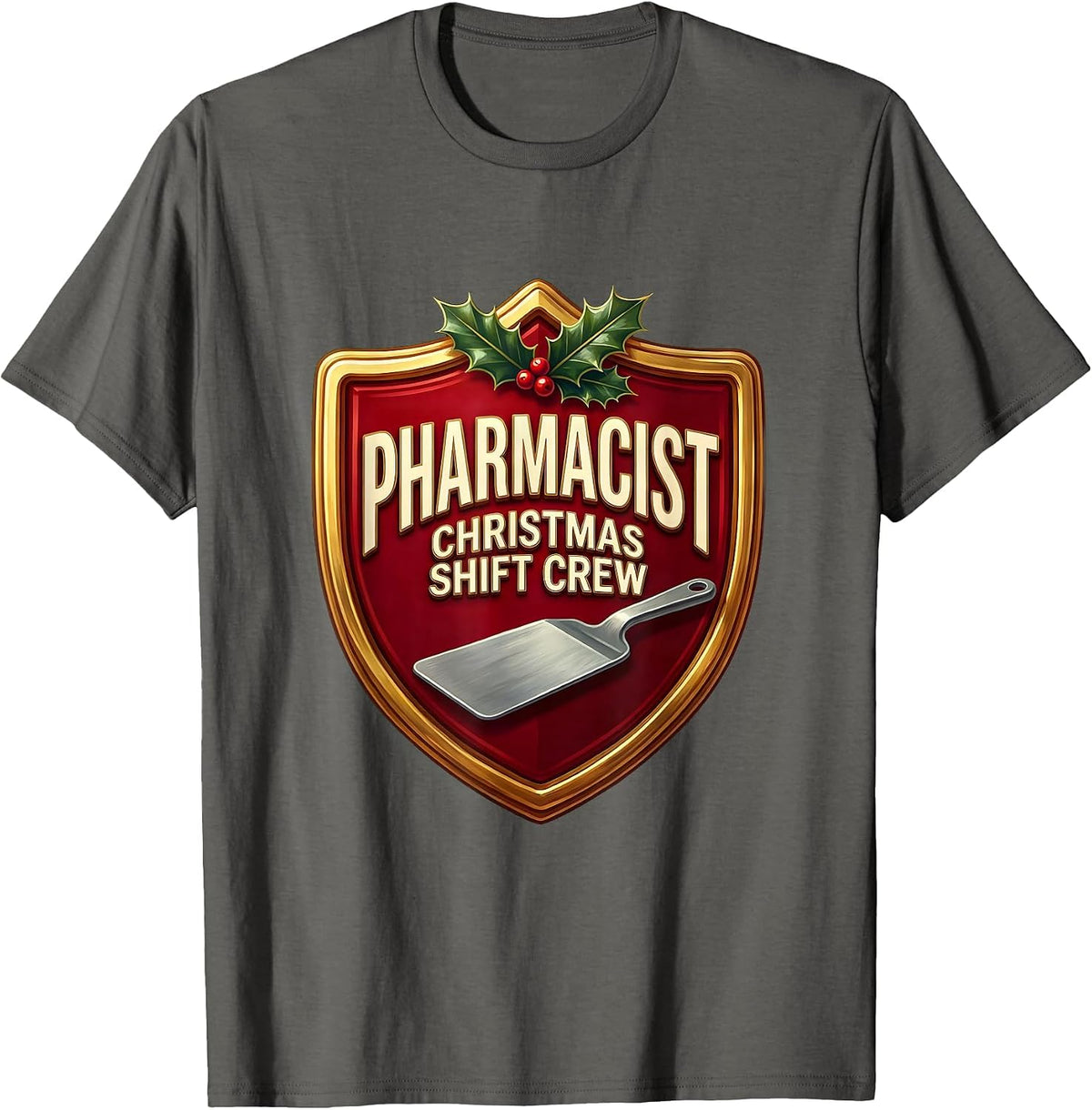 Men's Pharmacist Christmas Shift Crew Funny Pharmacy Squad Holiday T-Shirt - Asphalt Grey
