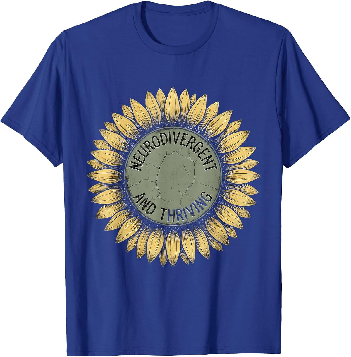 Neurodivergent and Thriving Autism Pride Design T-Shirt - Royal Blue