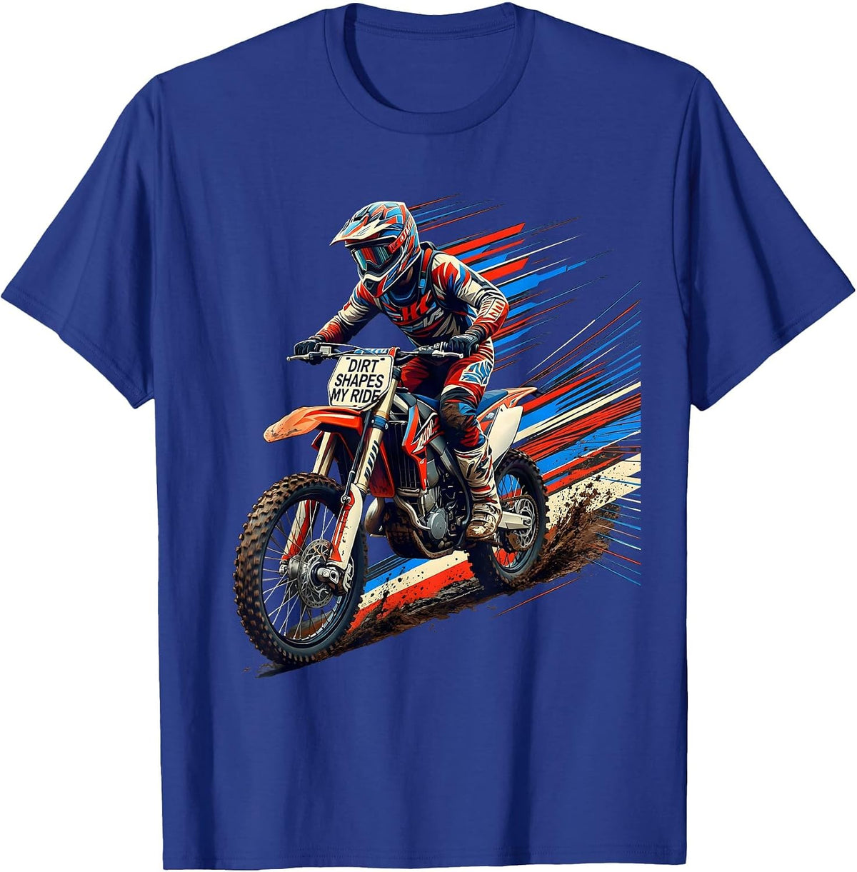 Men's Dirt Shapes My Ride Futurist Dynamism Motocross Dirt Bike T-Shirt - Royal Blue