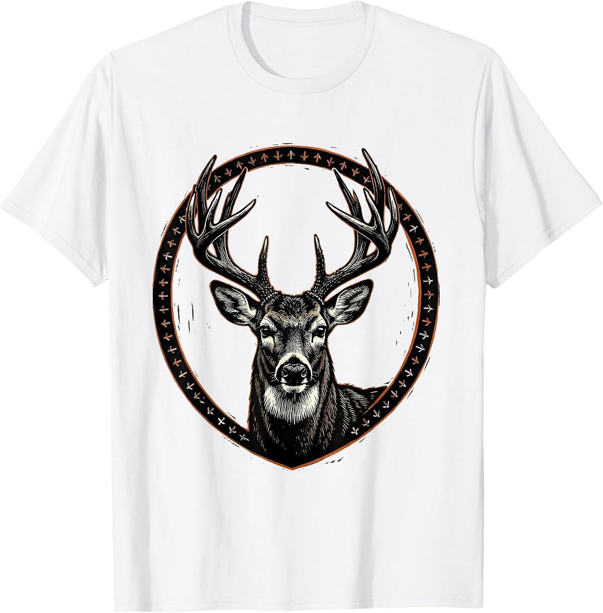 Men's Whitetail Antler Shield Funny Deer Hunter Dad Gift T-Shirt - White