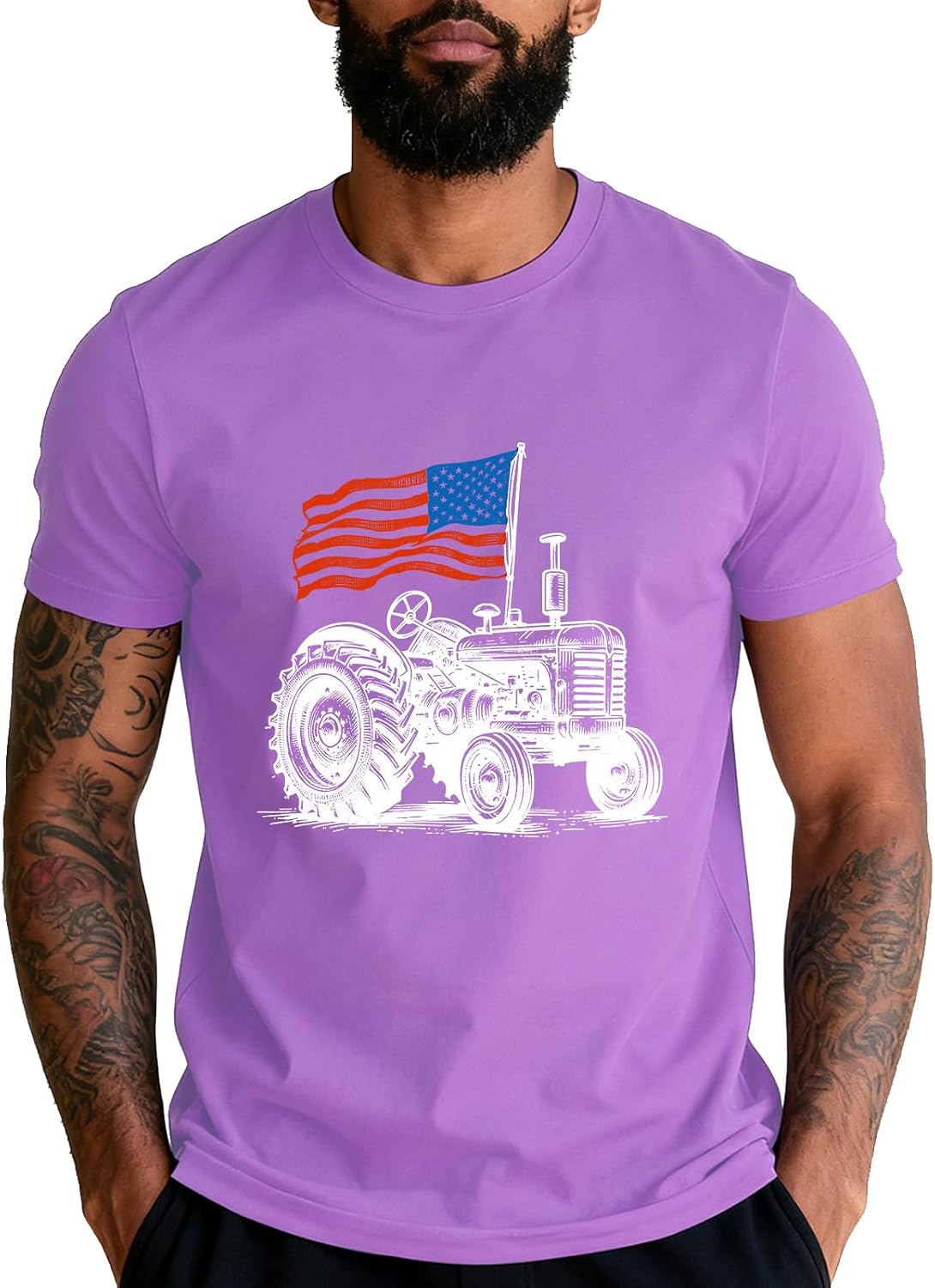 Farm Tractors USA Flag Shirt Patriotic Farming T-Shirt Unisex - Purple